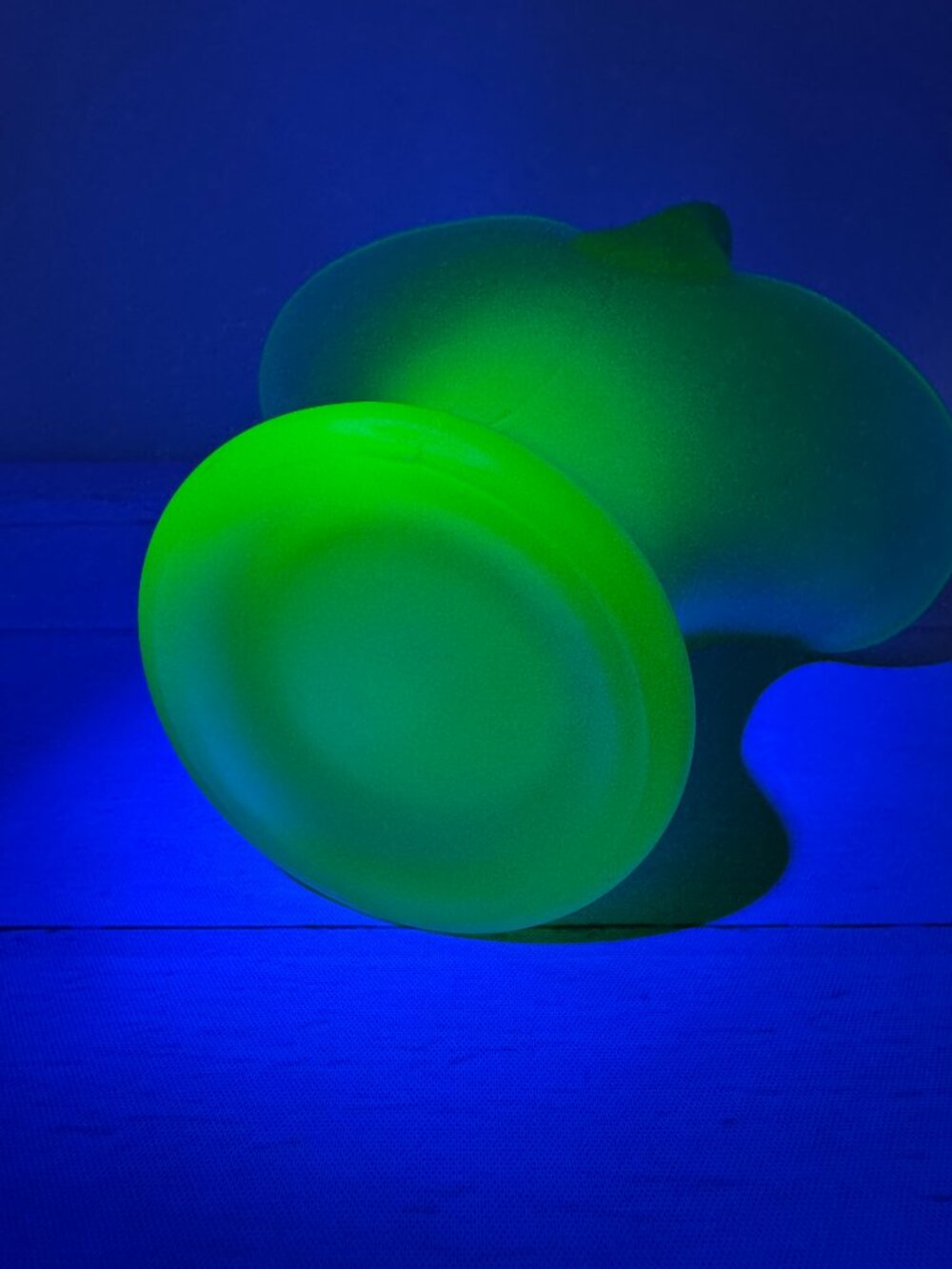 Vintage Tiffin Green Satin Uranium Glass Flower Basket Vase - Picture 3 of 8